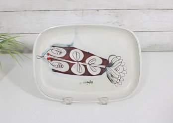Vintage Espinoza Studio Pottery Plate  Hand-Painted Mid-Century Modern Design 10.5' X 8'