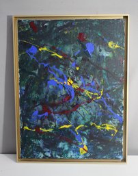 Signed Abstract Drip Painting - 25.5'H X 18.5'W
