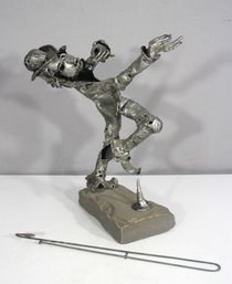 Signed Metal Sculpture Of A Jazz Musician - NEEDS REPAIR 18'h