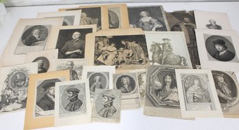 Large Antique & Vintage Portrait Engraving Collection  Historical Figures & Royalty Prints Lot
