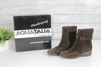 #21-Aquatalia By Marvin K. Brown Suede Ankle Boots  Waterproof  Womens Size 7.5 W/ Box