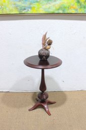 Vintage Pedestal Side Table  Solid Wood, 26.5' Tall, 18' Round Top