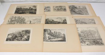 Antique Landscape Engraving Collection  Classical European Scenic Prints Lot