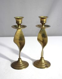 Pair Of 8' Vintage Scottish Brass Candlesticks - Made In India