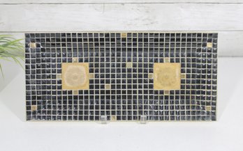 Mid-Century Modern Georges Briard Mosaic Tray  Black & Gold Barware Serving Tray 16.5' X 7.5'