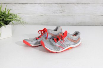 #22-Merrell Trail Running Shoes  Gray & Coral  Vibram Soles  Womens Size 6