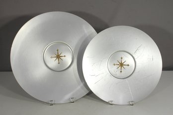 Mid-Century Atomic Modern Mirro Medallion Trays - 14' & 17' Round