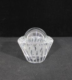 Crystal Caviar Bowl W/ Glass Insert Lid  Cut Crystal Serving Dish 4.25' X 4'