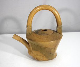 Large Studio Pottery Teapot Sculpture  Handcrafted Bamboo-Inspired Ceramic, 10.5 H