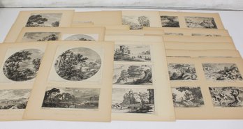 Large Antique Landscape Engraving Collection  Multi-Plate European Scenic Prints Lot