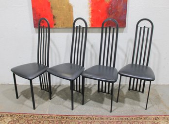 Set Of 4 Amisco Metal Slatted Arch Back Dining Chairs  Black  42.5' H
