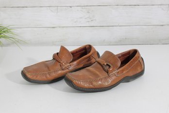 #25-Mens Brown Leather Slip-On Loafers  Size 8M  Comfort Sole Casual Shoes
