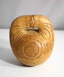 6' Hand-Carved Wooden Fish Gong With Yin-Yang And Symbolic Motifs