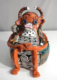 12' Handcrafted Clay Folk Art Figurine  Signed By Artist From Antigua Designs