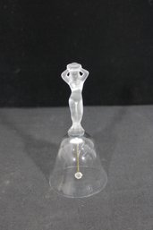 Vintage Bayel? Frosted & Clear Crystal Glass Bell  Female Nude Handle  7' Elegant Art Glass