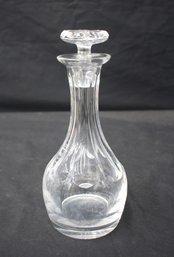 Clear Glass Decanter With Stopper  Notable Chip On Bottle Rim