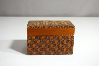 Handcrafted Folk Art Wooden Box With Carved Floral Motifs-card Box