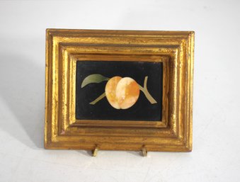 Vintage Italian Pietra Dura Stone Mosaic Plaque  5.5' X 6.5' Framed Fruit Inlay
