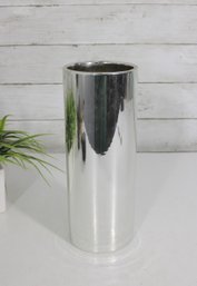 Vintage Hagger Chrome Cylinder Vase  10.5' Tall Modernist Metal Decorative Vase