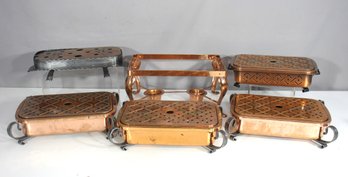 Vintage Copper & Brass Chafing Dishes - Set Of 6