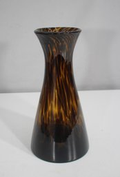 Stunning Hand-Blown Art Glass Vase  11.5' Tortoiseshell Swirl Pattern, Mid-Century Style