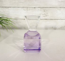 Vintage Purple Lucite Perfume Bottle W/ Clear Faceted Stopper  6' Decorative Vanity Display