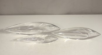 Set Of 3 Crystal Fish Sculptures By Vicke Lindstrand For Kosta Boda  Sweden, 1960s (Signed)