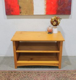 Solid Pine Coffee Table With Two Shelves  Natural Wood  35' Wide