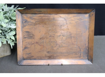Vintage Embossed And Folded Copper Tray
