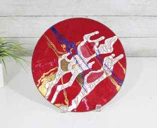 Enamels By Orsini Art Plate  Abstract Figural Design, 9.5' Diameter
