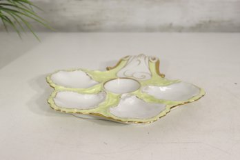 Antique Porcelain Oyster Plate  Pale Yellow & White W/ Gold Trim  Patented J.W. Boteler  8.5' X 9'