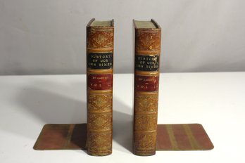 Antique Leather-Bound Bookends : 'History Of Our Own Times' By Justin McCarthy, Volumes I & II