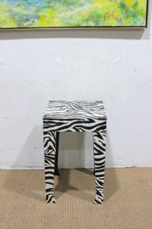 Zebra Print Accent Side Table  Black & White Modern Statement Table-25.5' High X 16' Wide