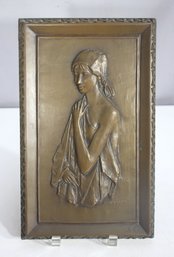 13.5' X 8' Vintage Bronze Relief Plaque  Signed Giovacchini, Art Deco Style