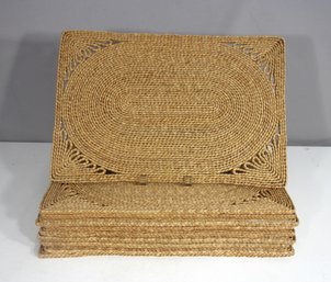 Vintage Handwoven Natural Fiber Placemats - Set Of 10- 12'x 18'