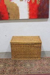 Woven Wicker Storage Chest / Blanket Trunk With Lid -18'h X 28'w X 16'