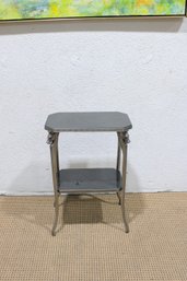 Metal & Marble Top Accent Table  Horse Head Detail Side Table W/ Lower Shelf-25.5'h X 18'w X 12'd
