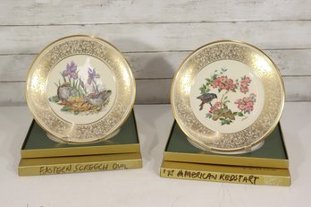 Lenox Annual Limited Edition Bird Plates  American Redstart & Eastern Screech Owl  10.5 Round  Set Of 2
