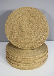Set Of 12 Round Woven Rattan Placemats - 14' Diameter