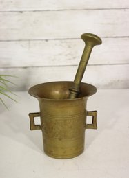 Vintage Brass Apothecary Mortar & Pestle  5 Tall  Pharmacy / Herb Grinder