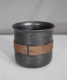 Studio Pottery Belted Planter Or Vase  6.5 Round X 6 Tall,  Modern Ceramic