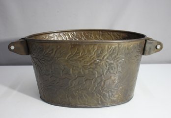 Antique-Style Embossed Metal Tub With Handles  9'H X 16'W X 11'D