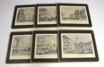 Set Of Vintage Cork-Backed Placemat Prints  7.5' X 8.5'