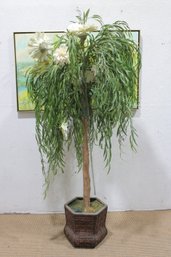 Tall Artificial Indoor Tree In Decorative Planter  79' Faux Plant