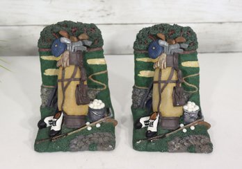 Vintage Golf Theme Bookends  Golf Bag / Clubs / Shoes  Resin  7H X 5 X 5  TBI Graphics USA
