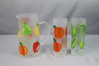 Frosted And Fruity Pitcher And 2 Matching Highball Glasses Dartington Designs