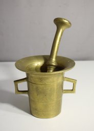 Vintage Solid Brass Mortar And Pestle Set