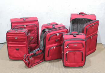 6-Piece Red Luggage Set  Rolling Suitcases & Carry-On Bags