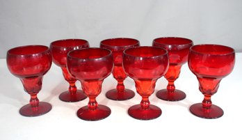 1930s Fenton Georgian Ruby Agua Caliente Goblets - Set Of 7