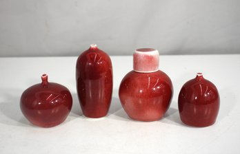 Set Of 4 Vintage Julia Pottery Miniature Bud Vases - Signed